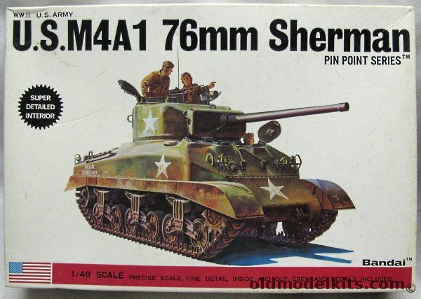 Bandai 1/48 M4A1 76mm Sherman Tank, 8281 plastic model kit